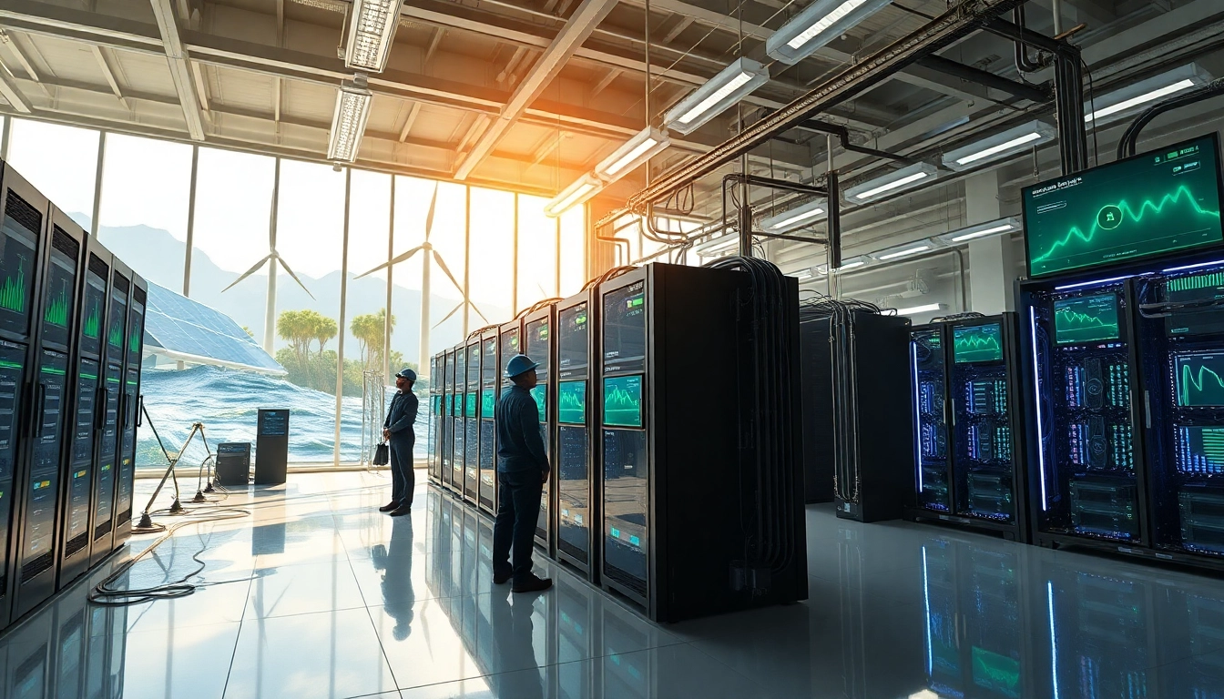 Innovative bitcoin cloud mining facility using renewable energy sources like hydro, wind, and solar.