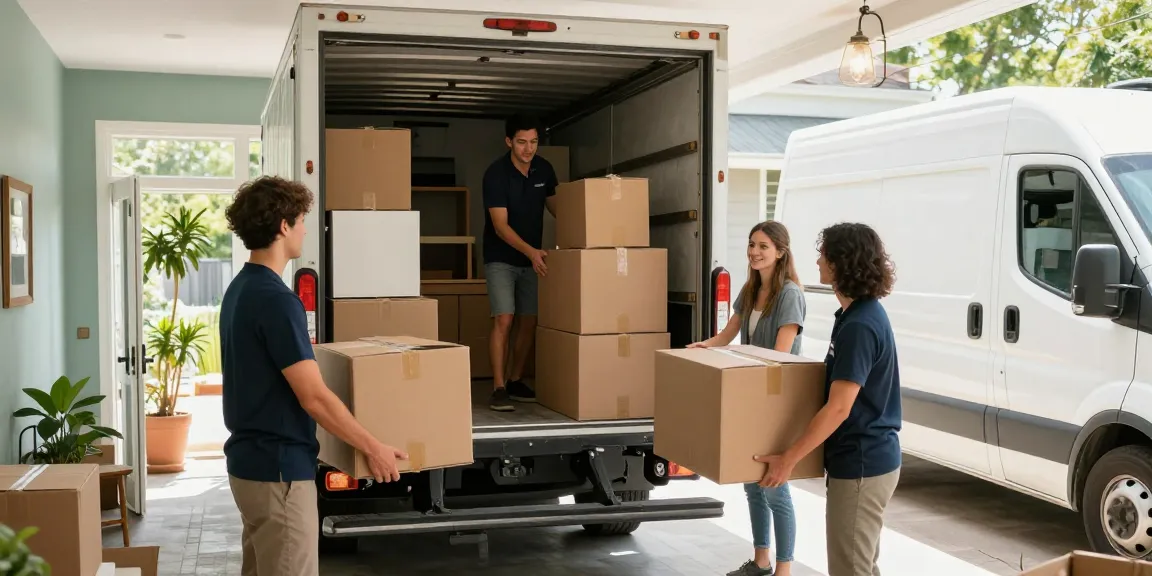 Local moving companies team efficiently packing a family's belongings for a smooth move.