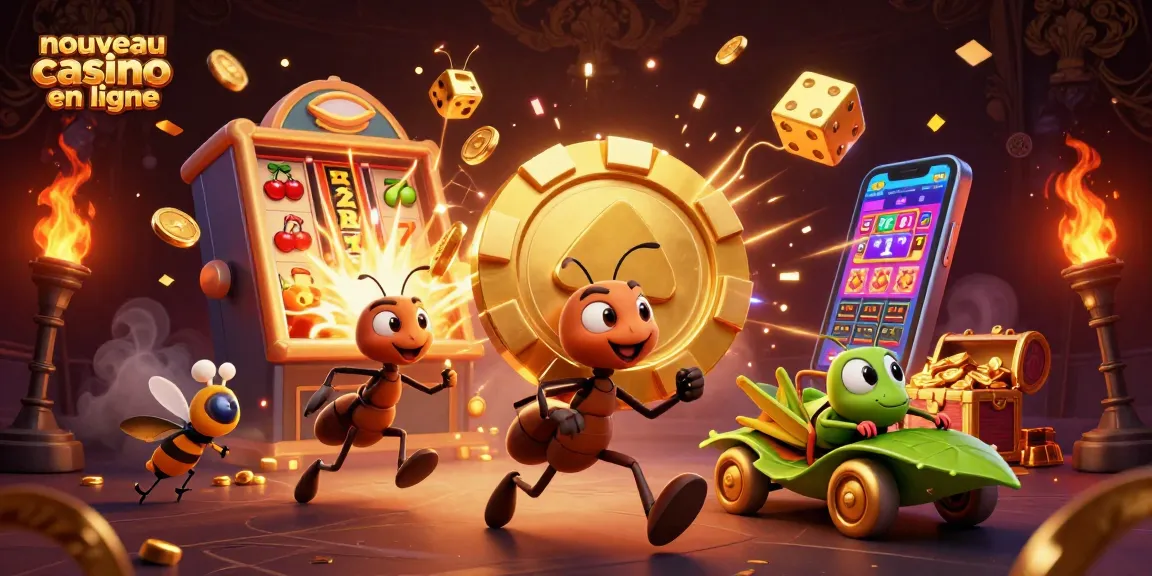 Nouveau casino en ligne : des fourmis volantes du jackpot transportant une énorme puce en or dans un tunnel.