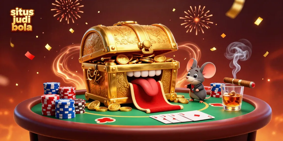 Engage with situs judi bola as adventurer mice are tempted by a treasure chest filled with golden riches.