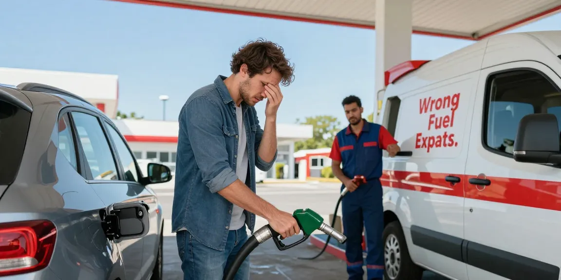 Petrol in diesel car mishap at a fuel station, expert help available for fast recovery services. E-commerce solutions for wrong fuel recovery.