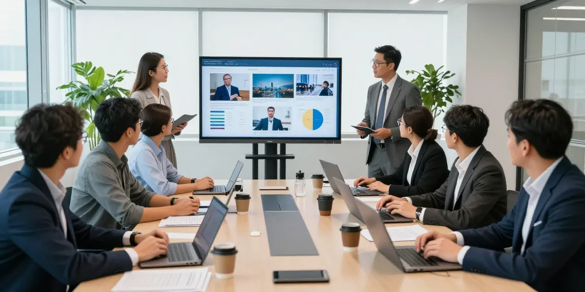 Creative Corporate & Commercial Video Production Sg team collaboration in a modern office setting