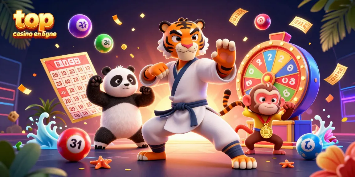 Découvrez les meilleurs jeux au top casino en ligne grâce à une illustration dynamique et colorée.