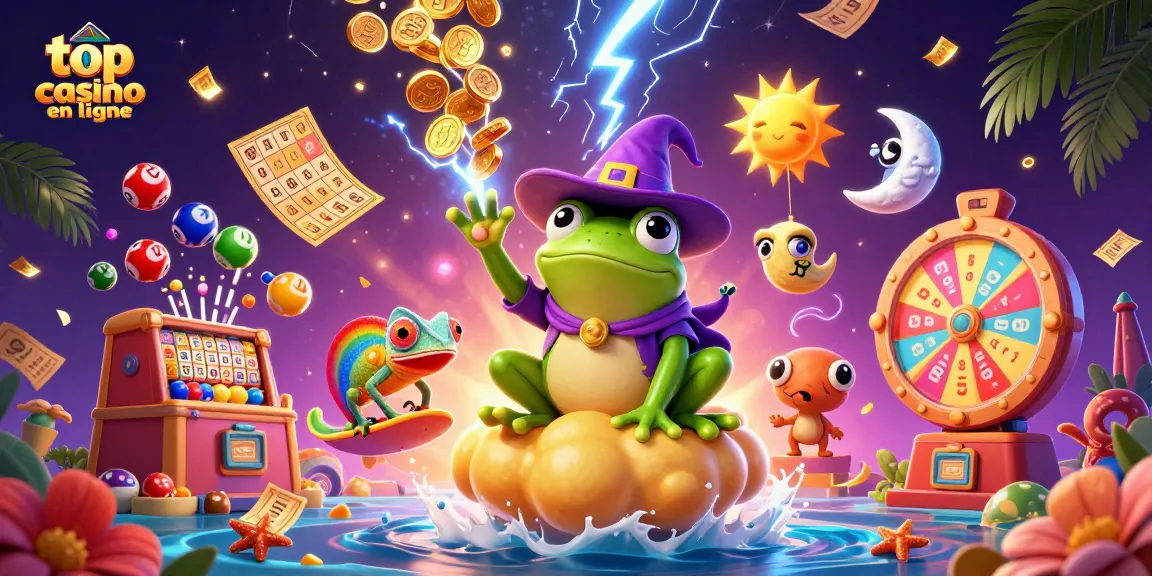 Découvrez les meilleurs casinos en ligne avec un mage créant une tempête de pièces d'or.