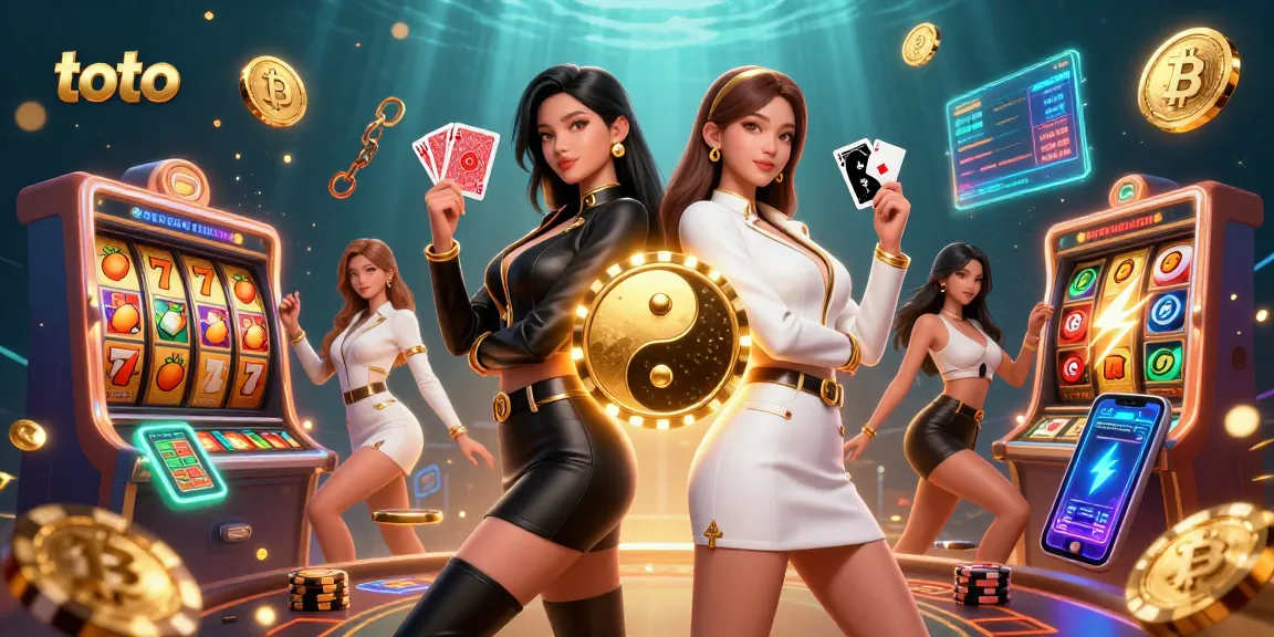 Engage with toto in this vibrant illustration showcasing Asian women enjoying dynamic casino gameplay.