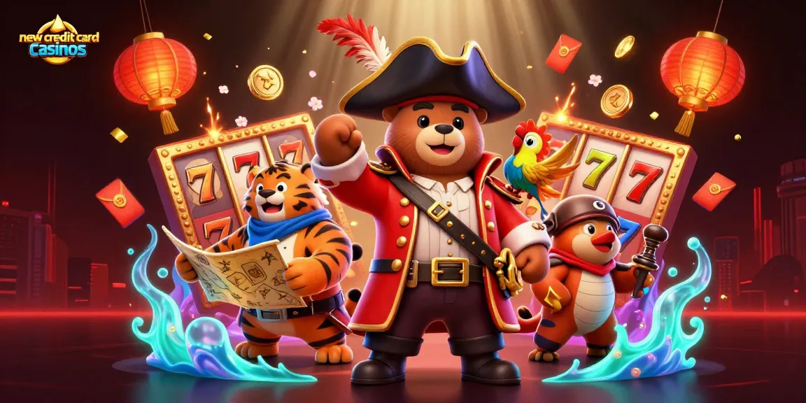 Engage with new credit card casinos in this vibrant 3D scene featuring action-packed slot game elements.