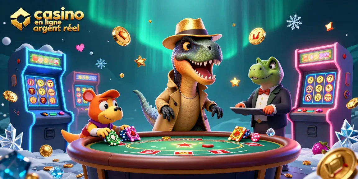 Jeu au casino en ligne argent réel avec un velociraptor, un pit boss et un pickpocket qui s'illuminent.