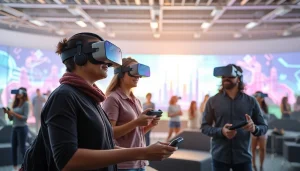 Engaged users exploring freedom X in a vibrant virtual reality setting that highlights creativity.