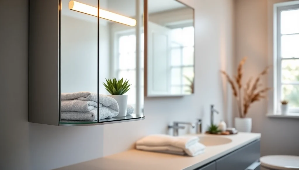 Erkunde den sonni Spiegelschrank mit modernem Design und harmonischer Beleuchtung im Badezimmer.