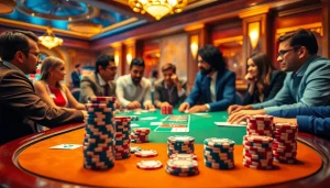 Experience the thrill of poker gameplay at https://xx88.bar/, featuring vibrant chips and cards in action.