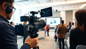 Capture the essence of oronto video production company filming a corporate event with a professional team.
