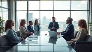 Engaging discussion on retirement planning San Antonio in a bright, modern office with a diverse group.