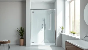 Évaluez la paroi de douche 150x200 au design élégant en verre clair et aluminium.