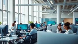 Improve IT Efficiency Tampa in a vibrant office showcasing teamwork and cutting-edge technology.