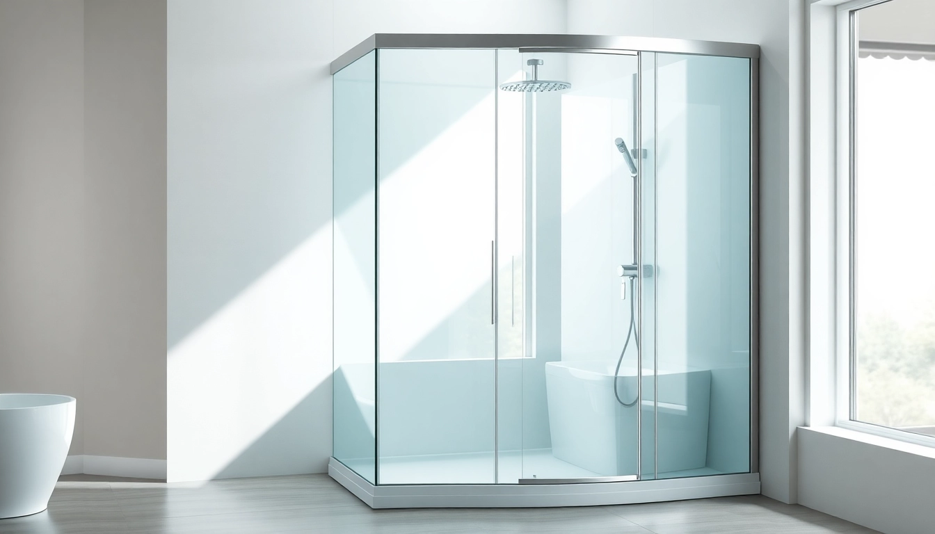 Genießen Sie die elegante sonni Duschkabine in einem modernen Bad mit klaren Glas-Designs.