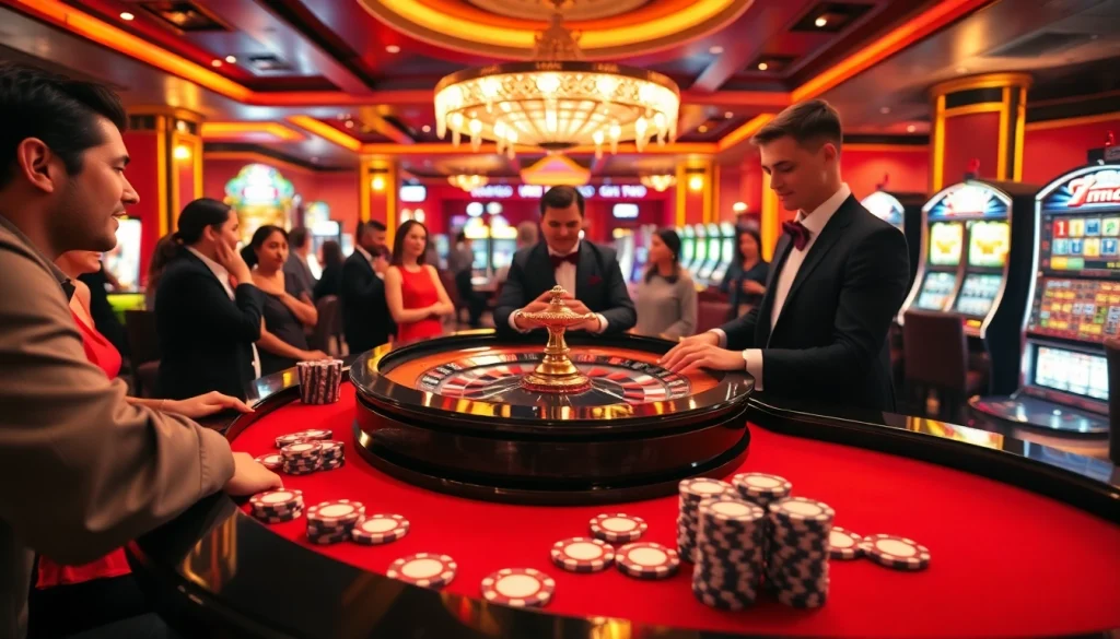 Experience the thrill of gambling at 7mcn with a stunning casino scene featuring roulette action.