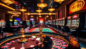 Experience thrilling gaming action at bk8's vibrant casino with luxurious tables and colorful chips.