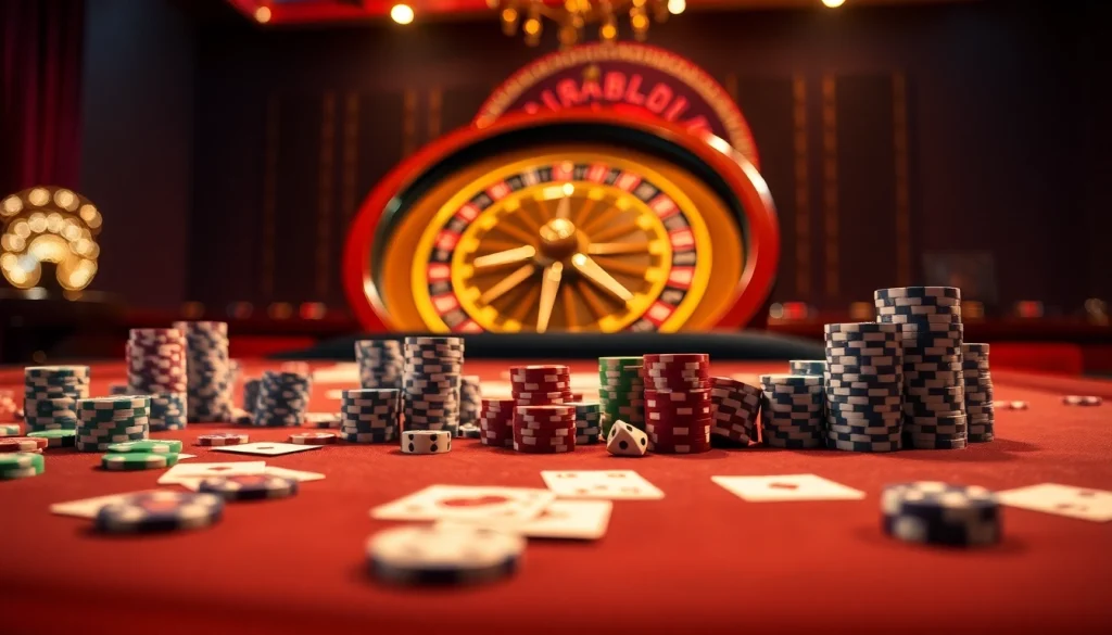 Bongdalu encourages thrilling poker action at a luxury casino table with vibrant chips and cards.