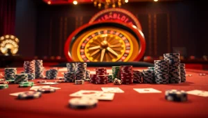 Bongdalu encourages thrilling poker action at a luxury casino table with vibrant chips and cards.