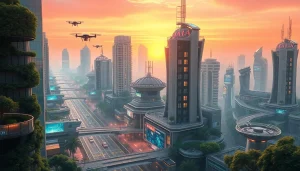 Nano banana technology showcased in a vibrant, futuristic urban setting with AI-driven innovations.