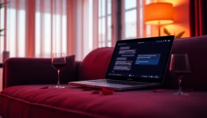 Engaging ai sexting scene with intimate chat interface and romantic ambiance.