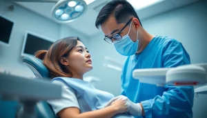 dental implant dentist in Cheras performing a procedure in a modern dental clinic, showcasing expertise and high-tech equipment