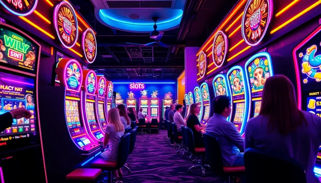 Engaging scene of players enjoying vibrant slot hoki gaming, showcasing excitement and thrill.