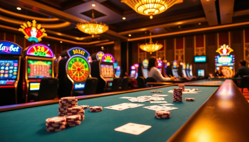 Engaging gambling scene showcasing link 188bet with players at a vibrant casino table.