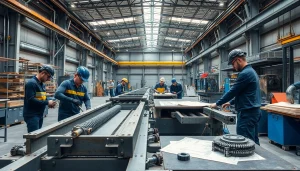 Crafting custom steel fabrication components in a vibrant workshop with skilled artisans.