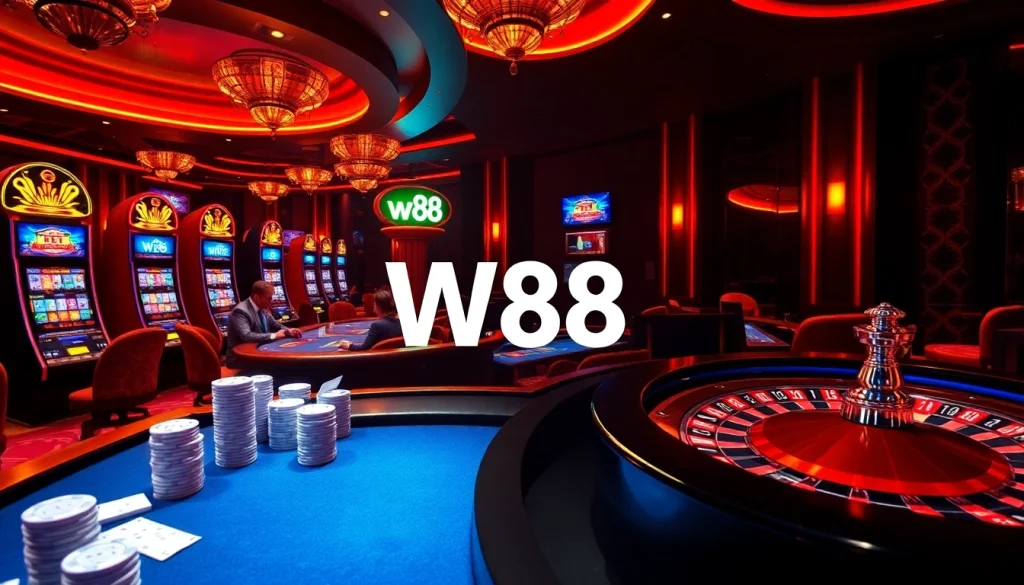 Experience the thrill of online gambling at W88 link through luxurious casino tables and games.