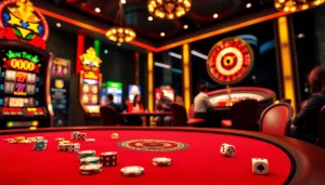 Babu88 casino scene featuring poker gameplay and vibrant slot machines.