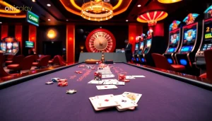 Experience the excitement of onicplay with players at a glamorous blackjack table.