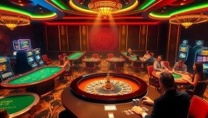 Experience the thrill of RR88 casino with vibrant roulette and engaged players.