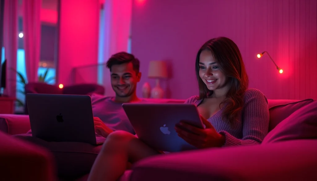 Engaging in NSFW AI chat in a cozy digital space with warm lighting and modern decor.