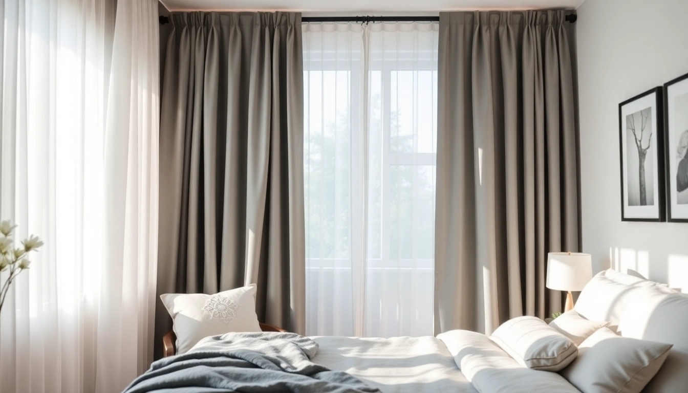 Bekijk verduisterende gordijnen in een moderne slaapkamer met rustige uitstraling.