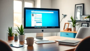 在现代桌面上显示的 WhatsApp Web 聊天界面，展示消息功能和充满活力的工作区。