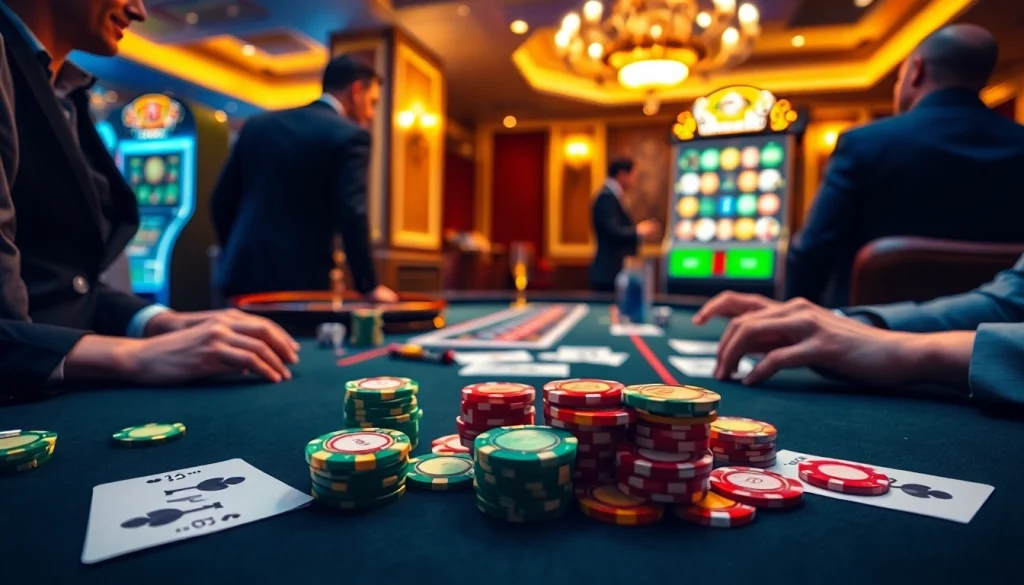 Experience the thrill of gaming at i9bet with vibrant poker chips and live betting tables.