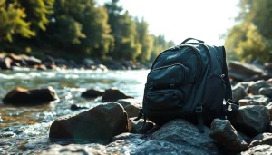 A skilled angler using a Fly fishing backpack with multiple compartments in a scenic river setting.