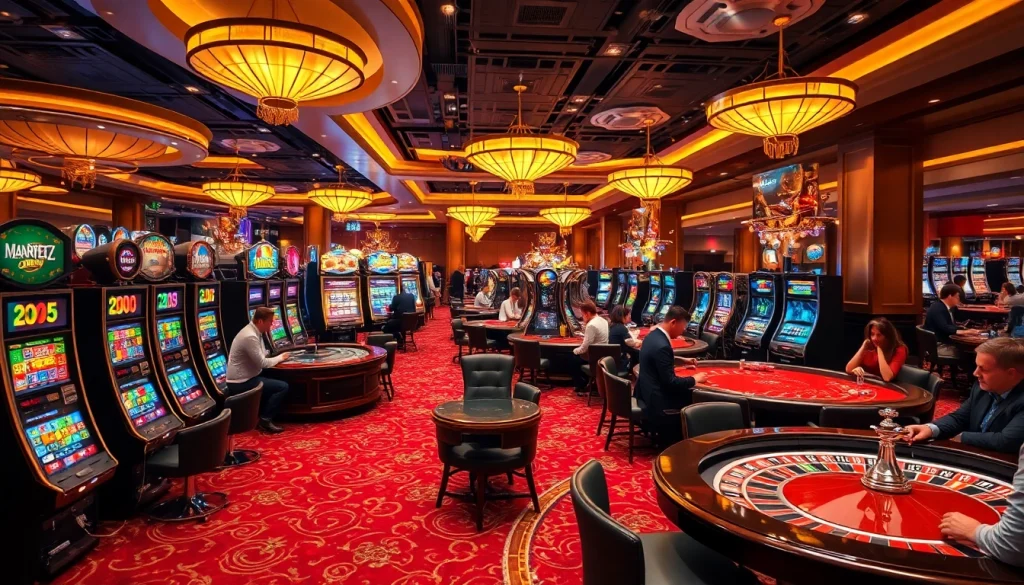 Vivez l'excitation du casino en ligne Français avec des machines à sous vibrantes, de la roulette et des joueurs animés.