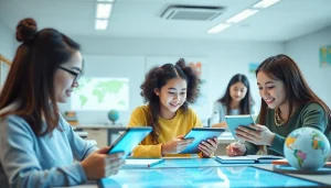 Youdao promotes modern educational tools in a vibrant classroom.