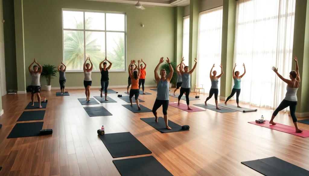 ホットヨガおすすめの静かなスタジオでポーズをとる参加者たち