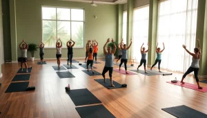 ホットヨガおすすめの静かなスタジオでポーズをとる参加者たち
