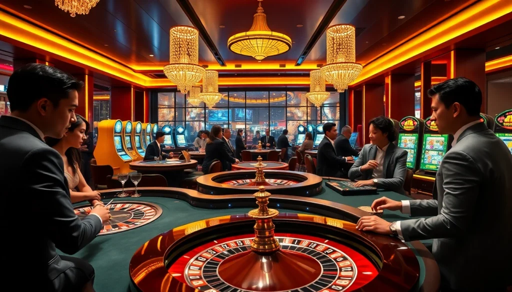 Découvrez l'excitation du casino en ligne Français avec des joueurs engagés aux tables de roulette et de poker.